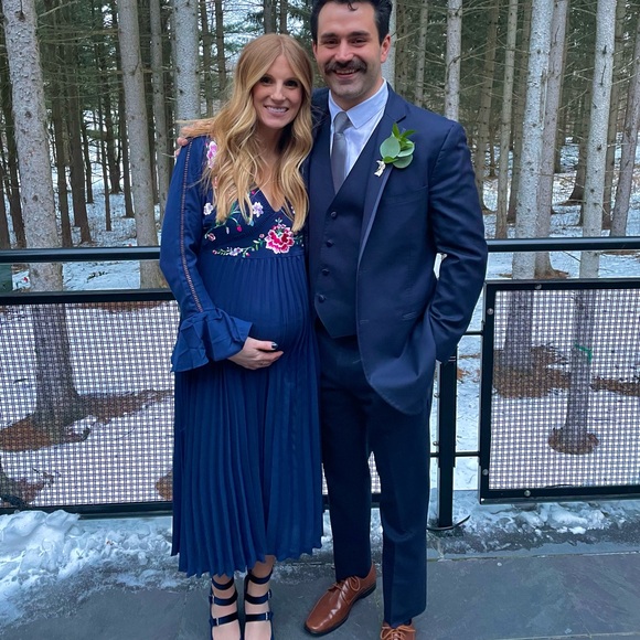 ASOS Maternity Navy Floral Midi Dress - Picture 2 of 9